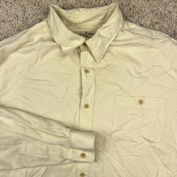 Tommy Bahama Mens Button Up Camp Shirt Large All Silk Long Sleeve Pale Yellow ** - Picture 1 of 11